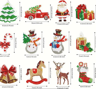 Preview: Diamond Painting  12 Stück- Weihnachtsschmuck